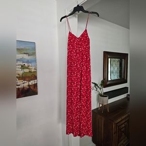 Madewell Red Floral Wide Leg Jumpsuit